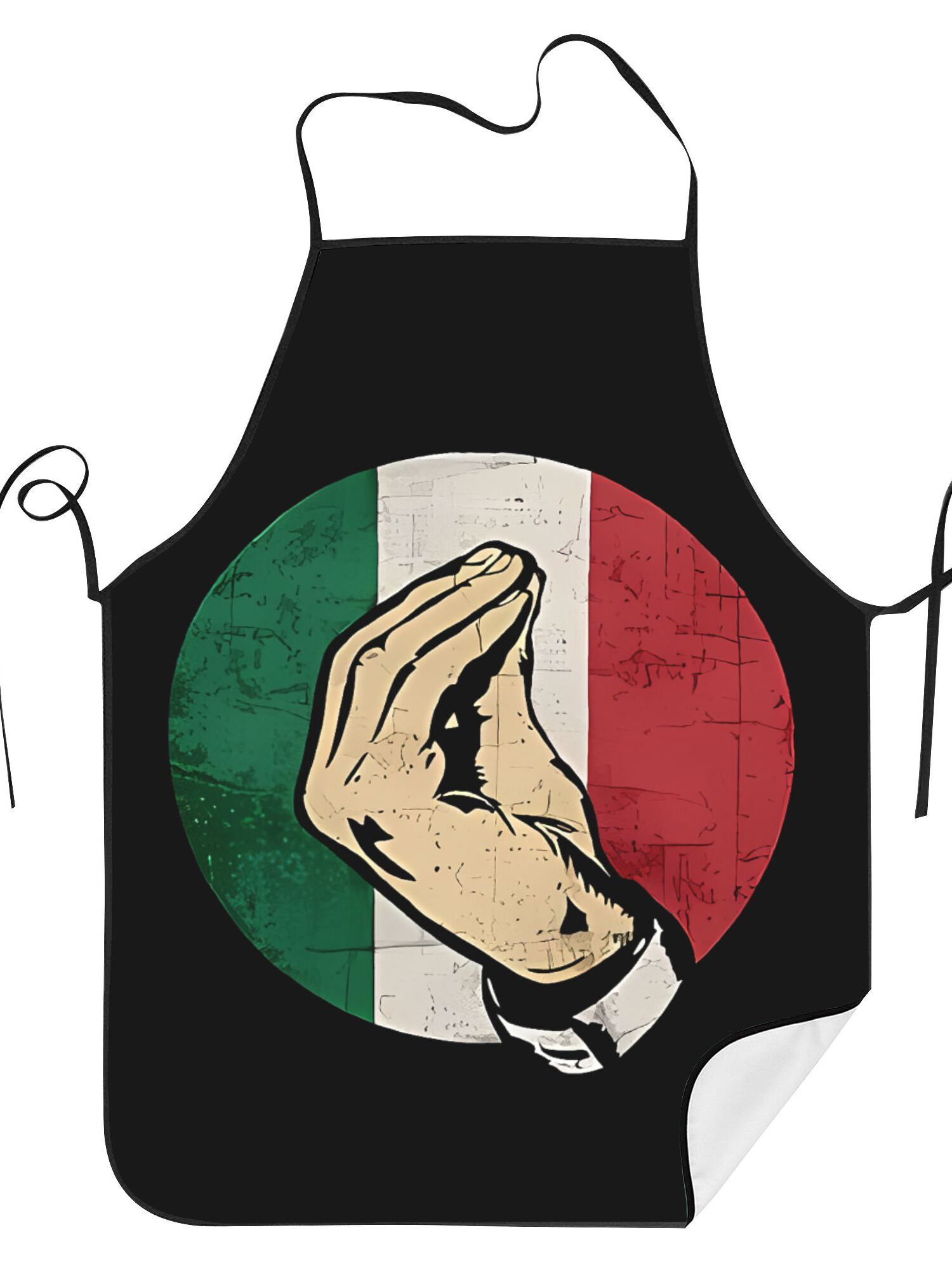 Home Cooking In Italian - Lustige Italienische Handgesten-Küchenschürze mit Italien-Flaggen-Design, Leinen-Kochschürze,