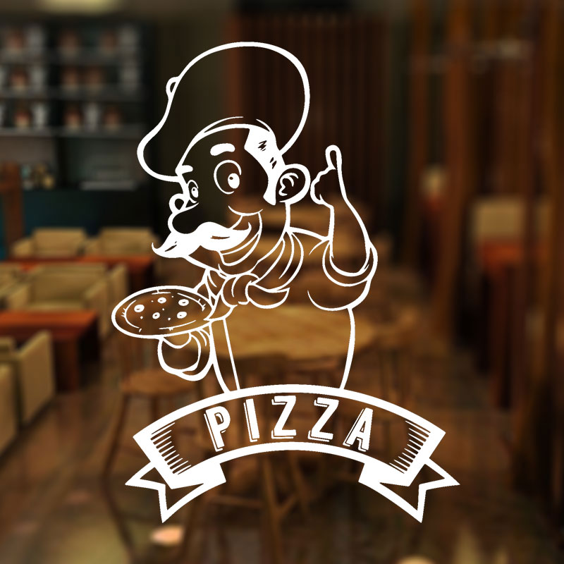 Home Cooking In Italian - Pizza Pizzeria Logo Kochen Zeichen Fenster